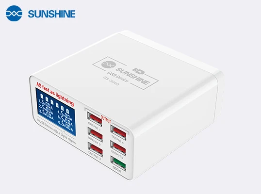 RELIFE 304P SS-304D SS-304Q Smart 6 Port USB Digital Display Lightning Charger For iPhone Samsung Huawei Xiao Vivo Opop