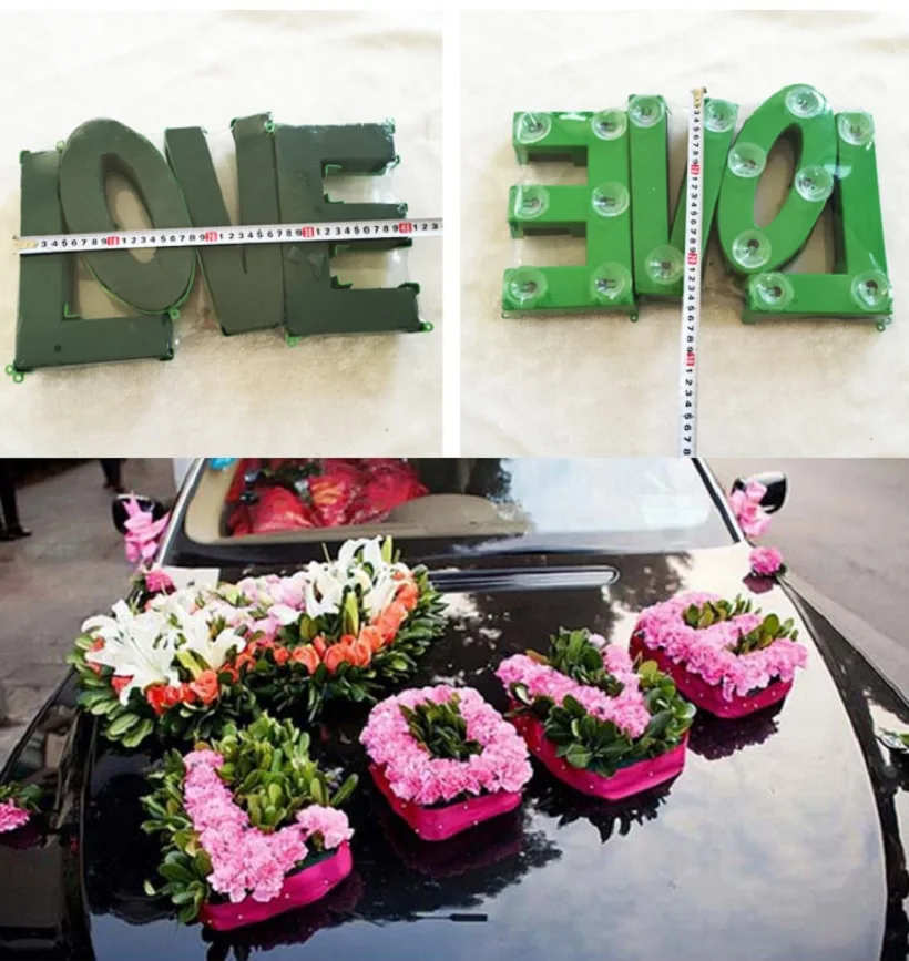 

1Set Love Wreath Artificial Plastic Frame Sucker With Flower Foam Mud For Wedding Party Floral Arrangement Car Decoration