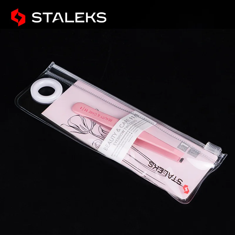 STALEKS TBC-11-1 Professional Alta Qualidade Rosa Flat Boca Sobrancelha Pinças Aço Inoxidável Cabelo Remoção Beleza Maquiagem Ferramenta