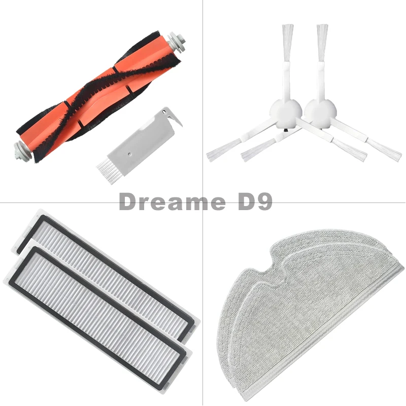 Abnehmbare Wichtigsten Pinsel Hepa-Filter Mopp Tuch Seite Pinsel Für Dreame D9 Robotic Vakuum Kehrmaschine Wichtigsten Pinsel Abdeckung Teile Ersatz