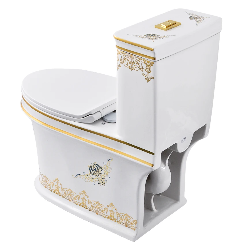 M22155 Household Ceramic Toilet Small Floor Type One Piece Luxury Toilet Creative Adult Bathroom Seat Flushing Siphon Toilet