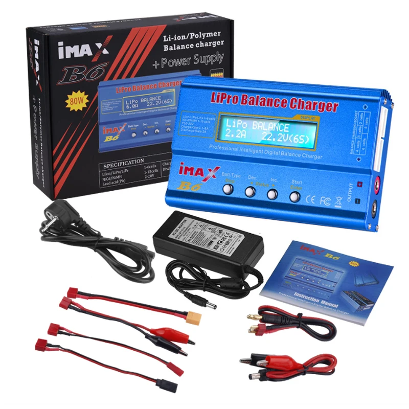 

Hot sale IMAX B6 80W Battery Charger Lipo NiMh Li-ion Ni-Cd Digital RC IMAX B6 Lipro Balance Charger Discharger + 15V 6A Adapter