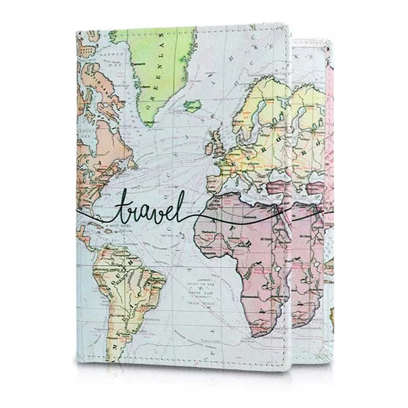 

Travel Accessories Newest World Map Passport Holder PVC 3D Print Leather Travel Passport Cover Case Card ID Holders 14cm*9.6cm