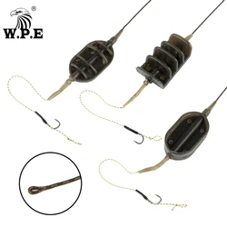 W.P.E 1pcs Carp Fishing Rig Hair Method Feeder Ready 40g-80g Europe Carp Fish Hook Rig Set Lead Core Line Carp Fishing Group