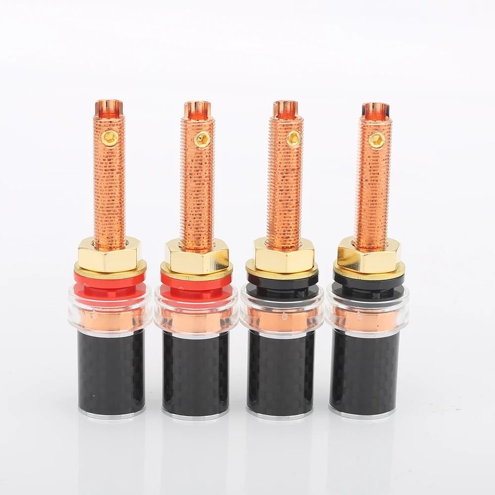 하이 엔드 오디오 탄소 섬유 바인딩 포스트 구리 플레이트 스피커 터미널, hifi 스피커 앰프 긴 바인딩 포스트