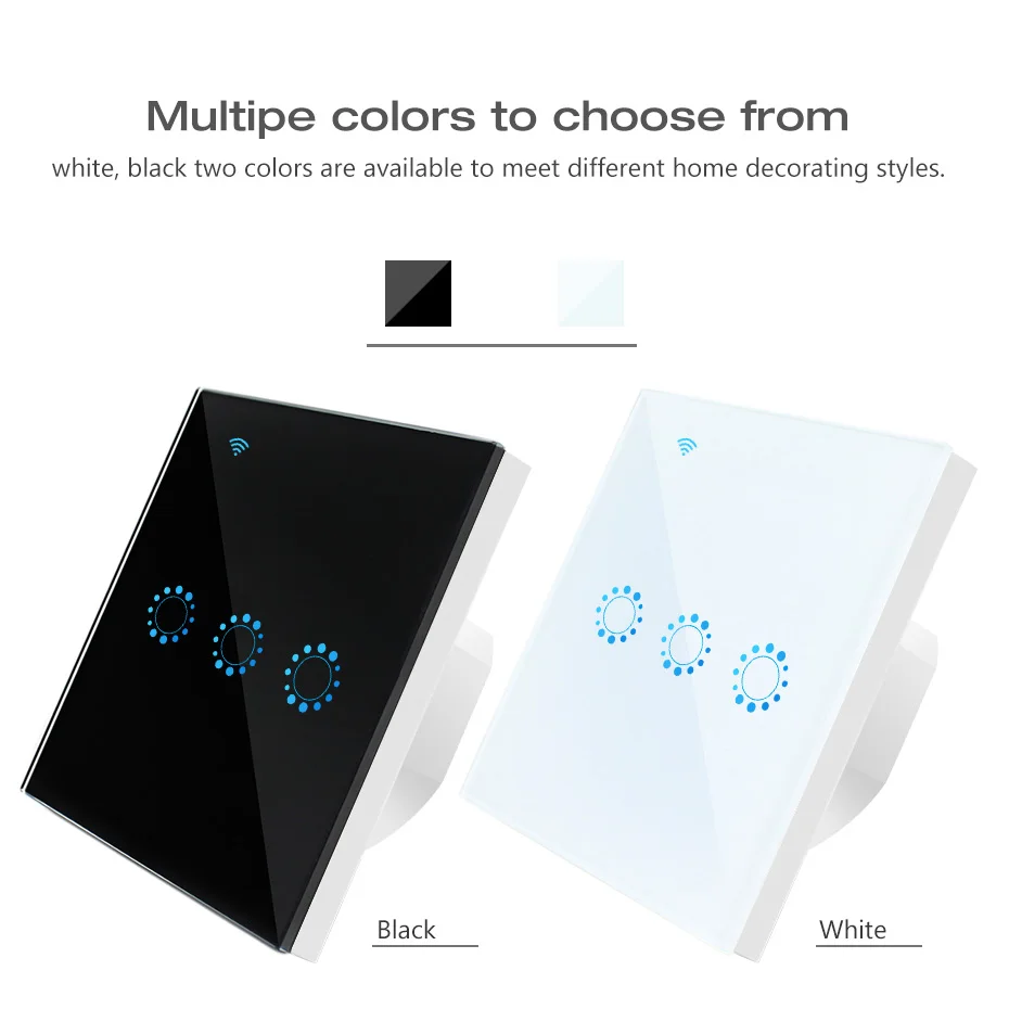 Wifi Touch Switch EU standard 1 2 3 Gang Glass Panel Smart Wall Light Switch Ewelink Wireless Control Support Alexa Google Home