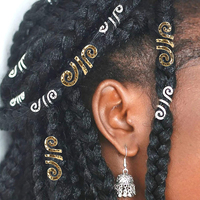 5Pcs Golden Silver Viking Spiral Charms Hair tubes Braid Dread Dreadlock Beads Clips Cuffs Rings Jewelry Hair Accessories woman