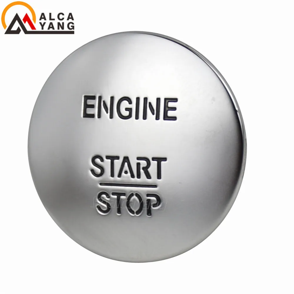 مفتاح اشتعال المحرك بزر تشغيل وإيقاف بدون مفتاح ، فضي لجميع طرازات بنز بمفتاح تشغيل بنقرة واحدة