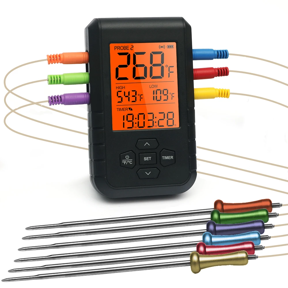 

Cooking Thermometer Bluetooth Wireless Remote kitchen thermomertoven grill bbq Thermometer Digital smart with 6 Probe