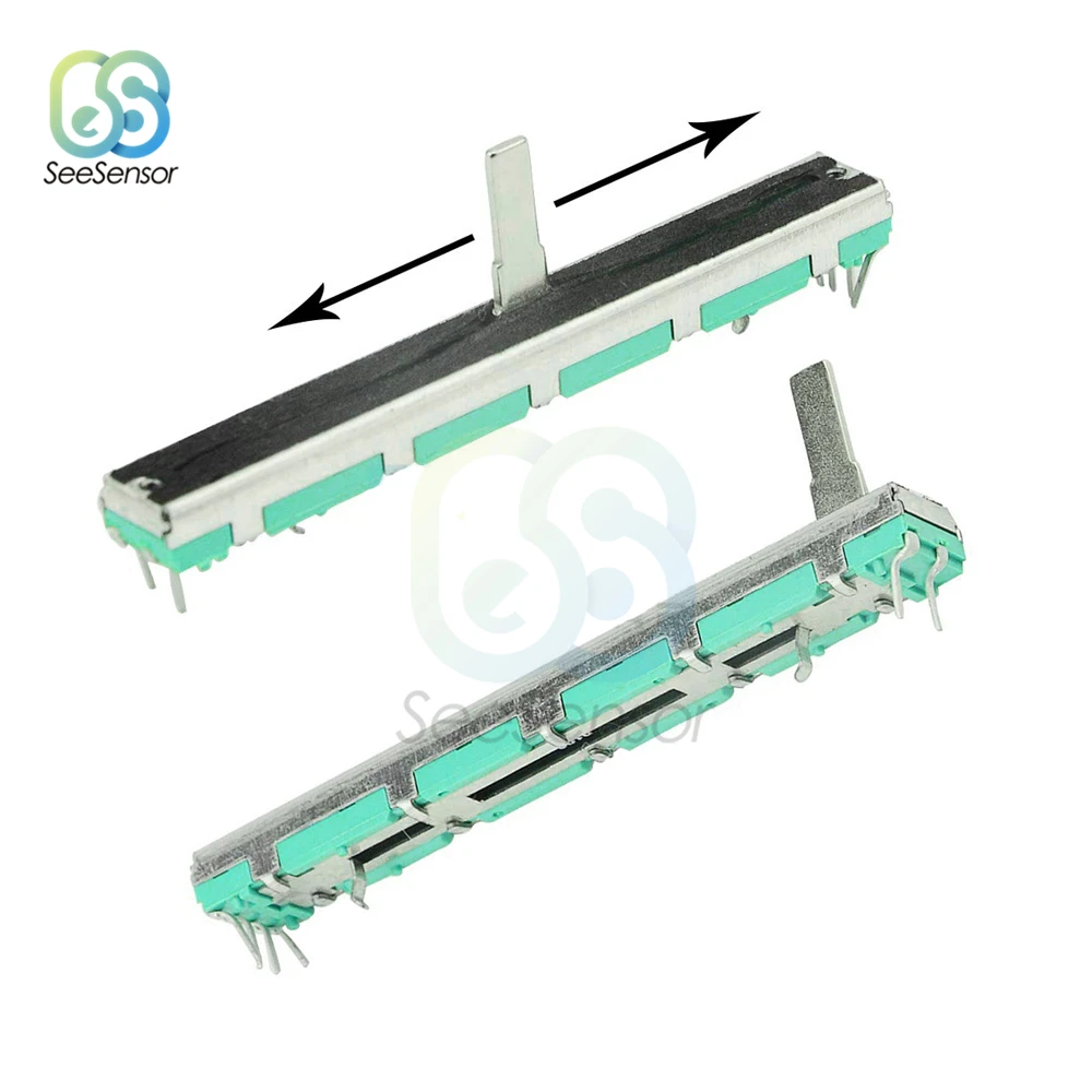 5PCS/lot B103 B10K Ohm Potentiometer Mixer Fader 10K 75mm SC6080GH Slide Adjustment Double Rotary Carbon Film Resistor
