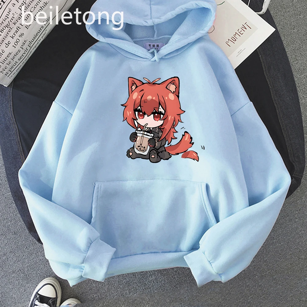 Kawaii Game Hoodie Men Women Streetwear Genshin Impact Hoodies Print Diluc Clothes Boy Girls Sweatshirts Sudaderas Blue Pullover