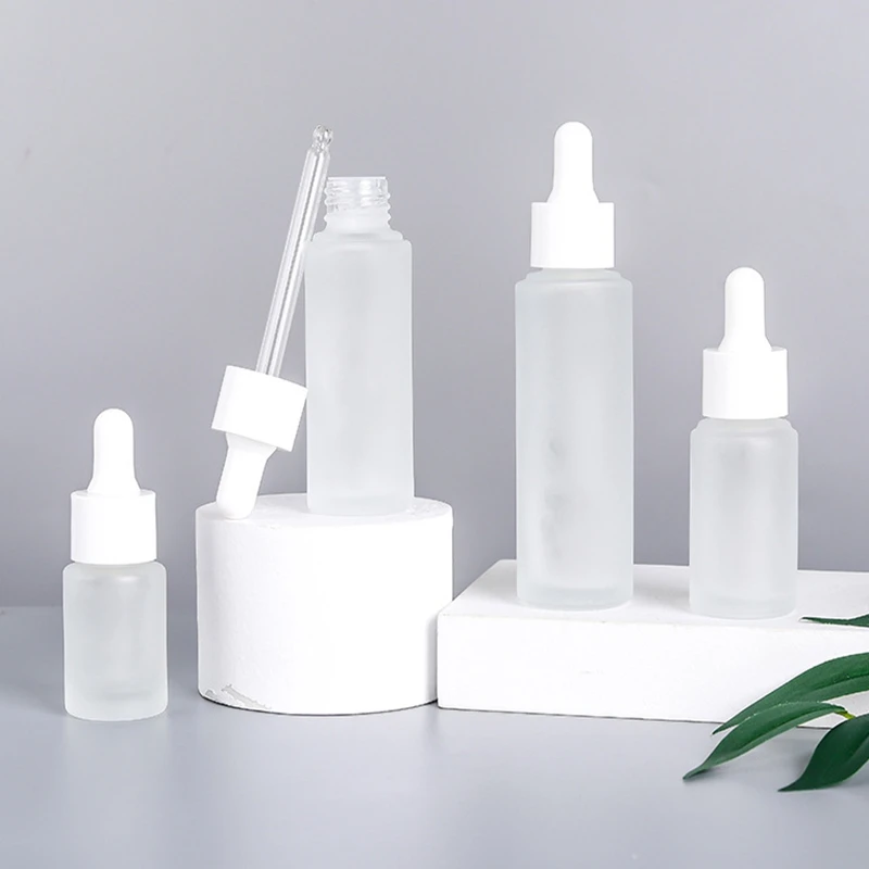 

500pcs 15ml 30ml frosted clear glass dropper bottle eye essential oil Empty glass bottle with white dropper