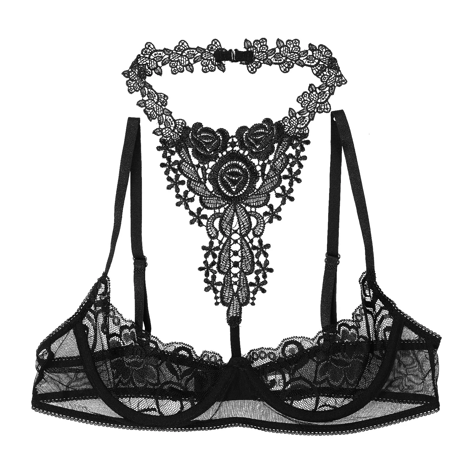 Womens Lingerie Lace Exotic Bra Tops Sexy Underwear Intimates Bare Exposed Breasts Open Cup Push Up Underwire Nightwear Bra Tops