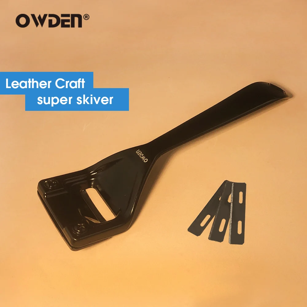 OWDEN Leather Thinning Knives ( Safety Beveler with 3 Replacement Blades ) Leather Super Skiver DIY Peeler Thinning Shovel Knife