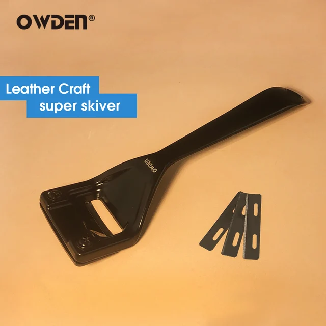 Noże do przerzedzania skóry OWDEN (Beveler bezpieczeństwa z 3 wymiennymi ostrzami) skóra Super Skiver DIY obieraczka do przerzedzania łopata nóż
