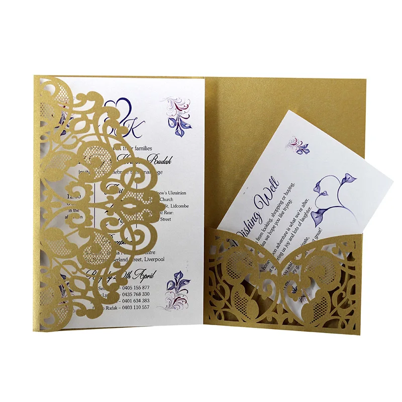 50pcs Elegant Laser Cut Wedding Invitation Card Customize Business With RSVP Card Greeting Cards Wedding Decor Party Supplies