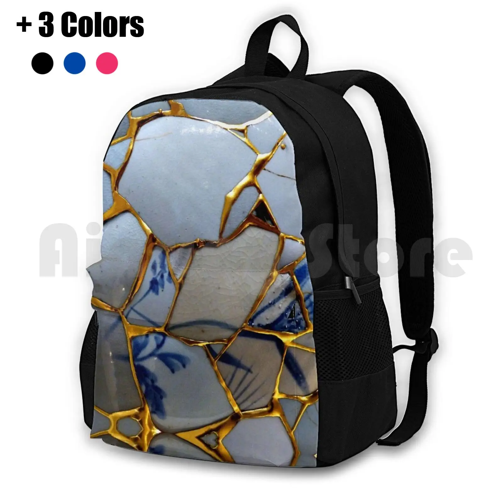 Kintsugi Outdoor Hiking Backpack Waterproof Camping Travel Kintsugi Japanese Ceramics Japan