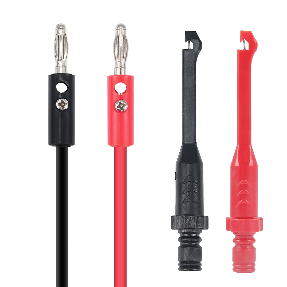 2pcs Piercing Test Clip and 2 pcs banana lines, Heavy-Duty Insulation Piercing Probe Automotive test Clip with back probe