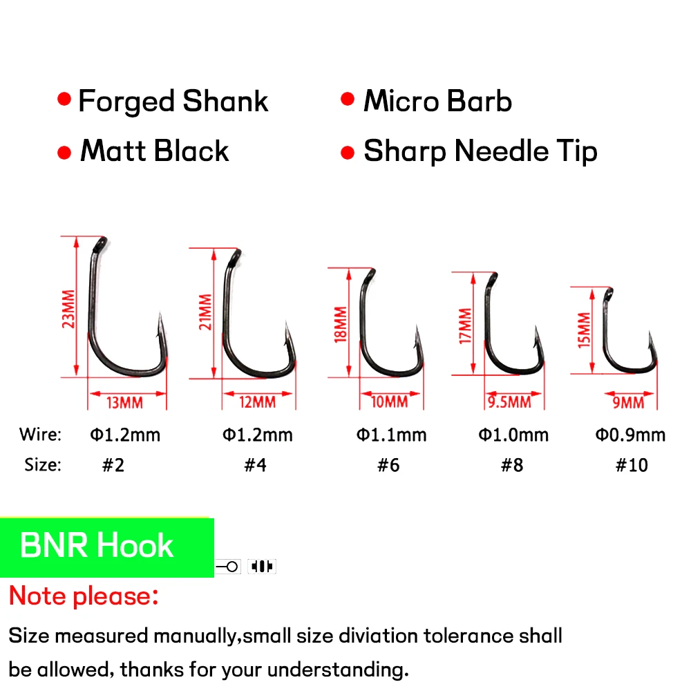 JIGEECARP 30pcs High Carbon Steel Carp Fishing Hooks Coating Carp Hooks BNR Matt Black Hook for Carp Coarse Fishing