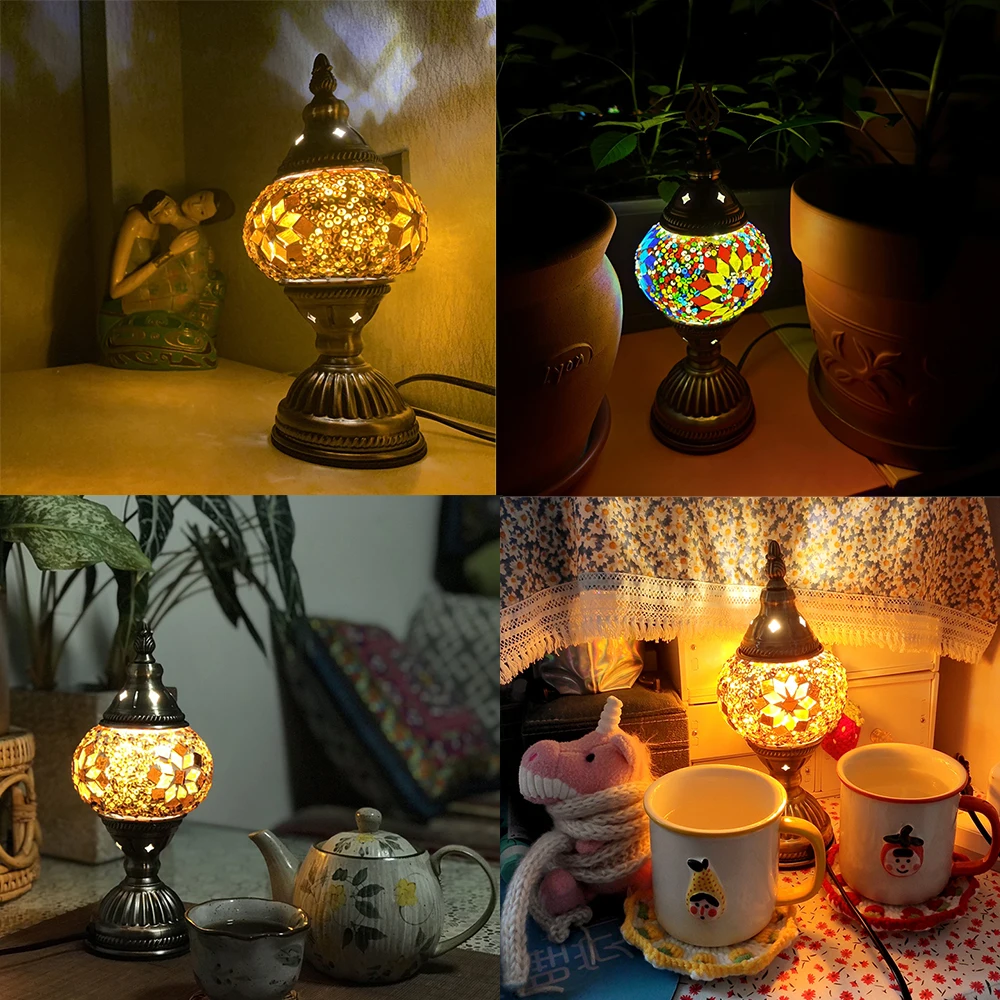 Handmade Table Lamp Turkish Stained Glass lampshade Art Vintage Romantic mosaicDesktop Decorative Lights Nightstand Night light