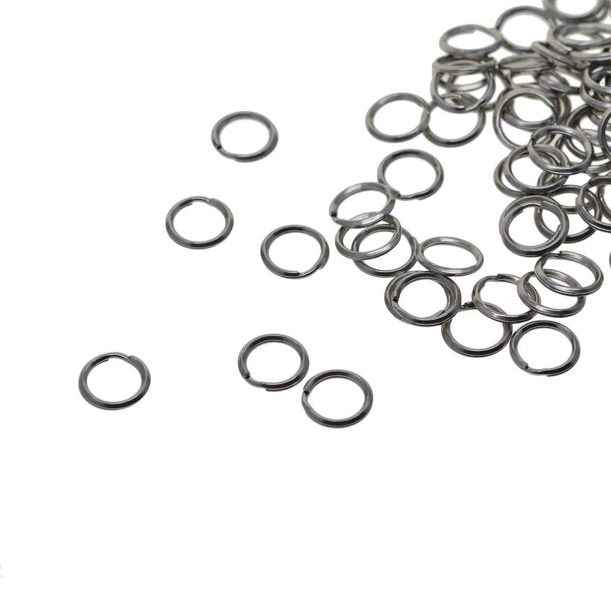 lot of 100 mini small  0.5inch 12.5mm 304 Stainless steel angle edged Circle Split Key Rings  keyring keychains DIY fishing