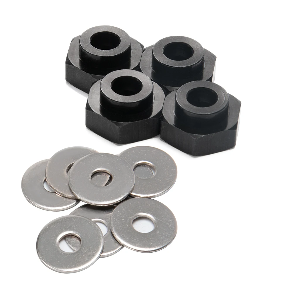 Jemora 4 Cubos Hexagonales De 12 Mm Para Ruedas De RC - Aleación De Aluminio - Compatible Con Axial SCX10 90046 Y Tamiya CC01 1/10 - Espesor 10 Mm