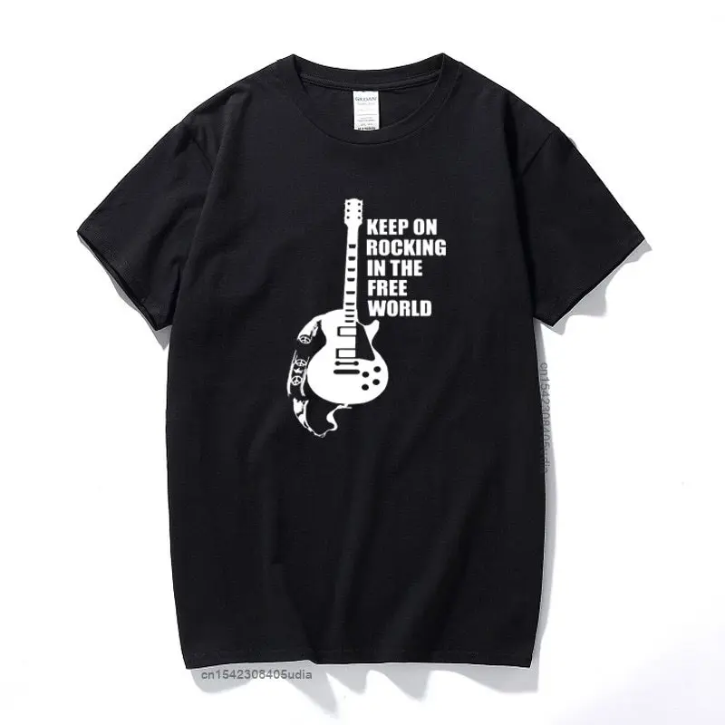 Keep On Rocking In The Free World T Shirt Neil Young Free World Tshirt New Summer Top Cotton T-Shirt Men Euro Size