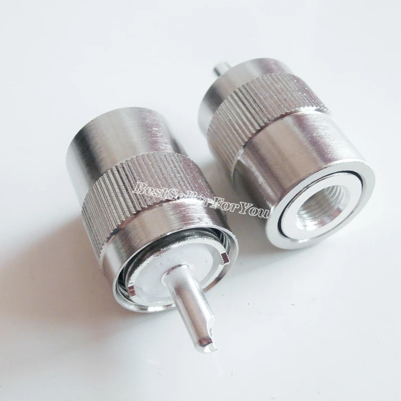 1Piece Connector UHF Male PL259 Plug Solder RG5 RG6 5D-FB LMR300 Cable Silver