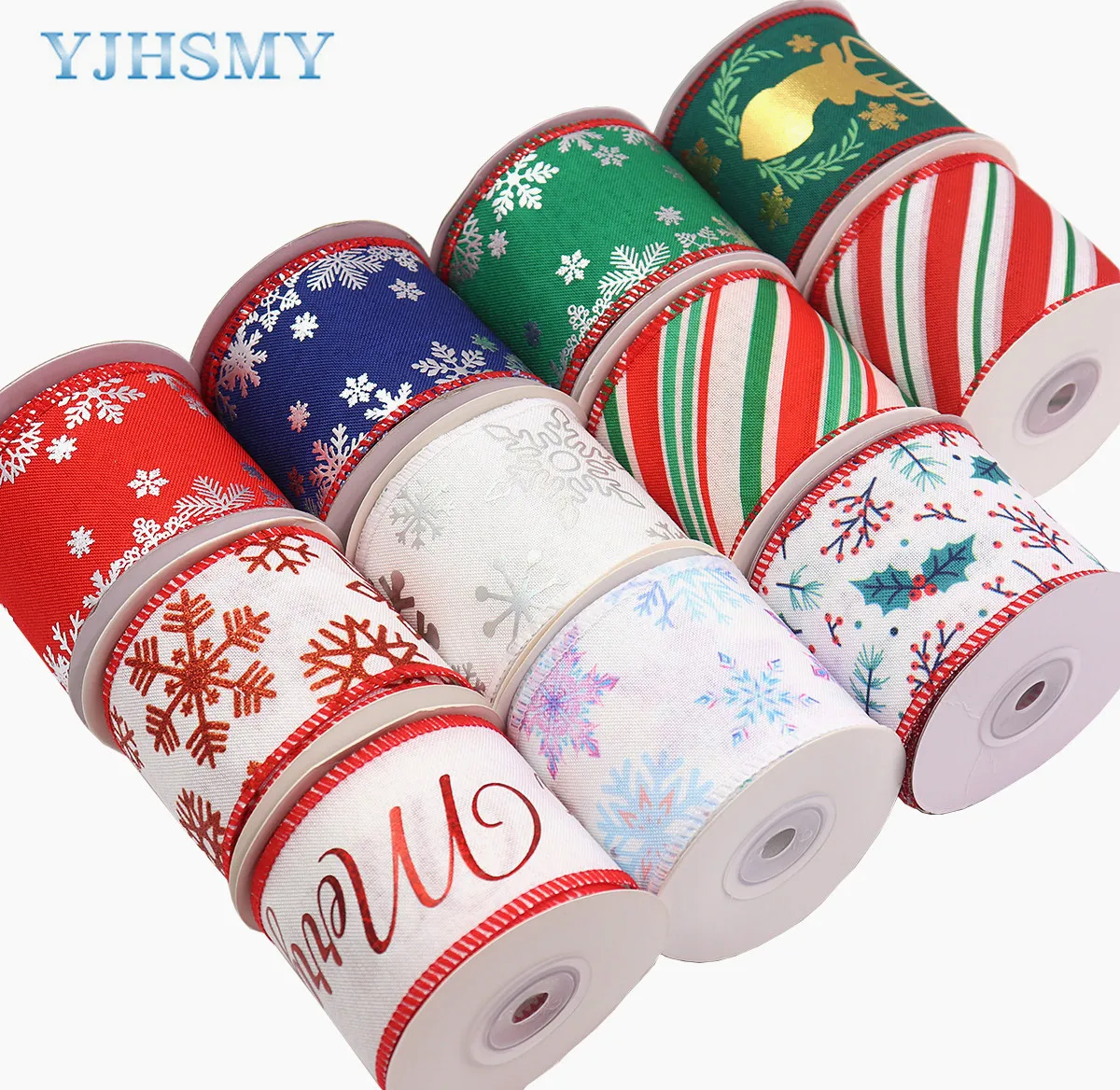 Christmas Wired Edge Ribbons 2.5in x 5yd Christmas Ribbon Wide Dots Wired Ribbons for DIY Christmas Wreath Bows Sewing Crafts