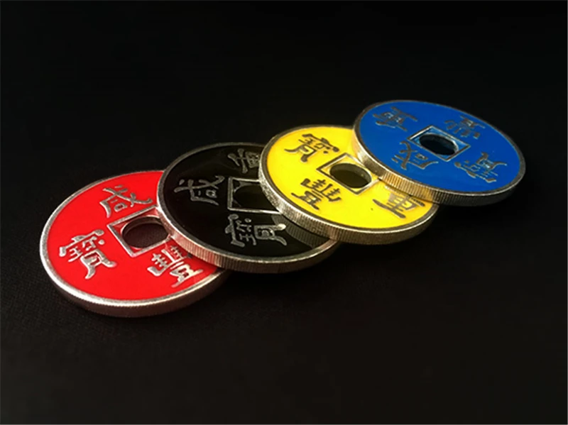 4 Pcs/ Set Chinese Coin (Xianfeng, Half Dollar Size, 4 Colors) Magic Tricks Mental Ancient Coins Magic Props Accessories