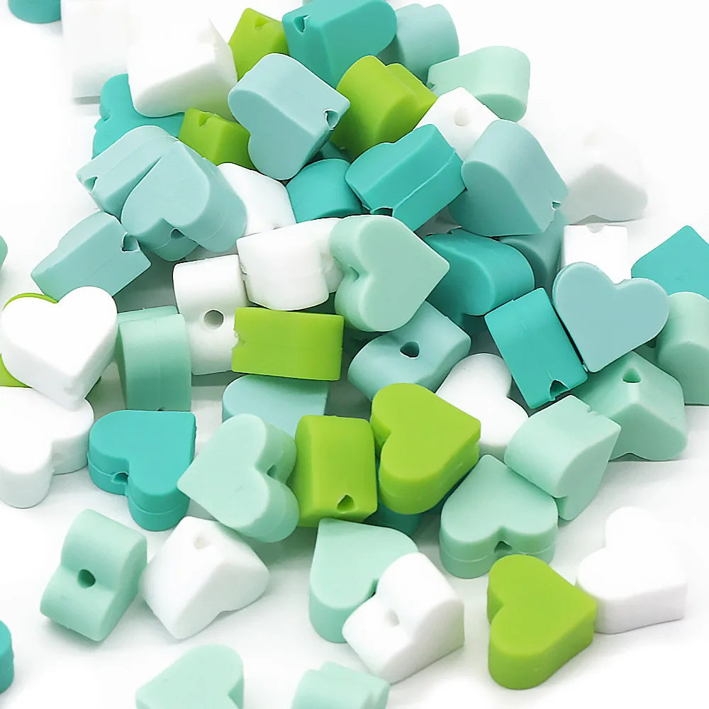 Cute-Idea 10pcs perline in Silicone Mini perline a cuore giocattoli per dentizione per bambini fai-da-te accessori per ciondoli a catena per ciuccio BPA articoli per bambini gratuiti