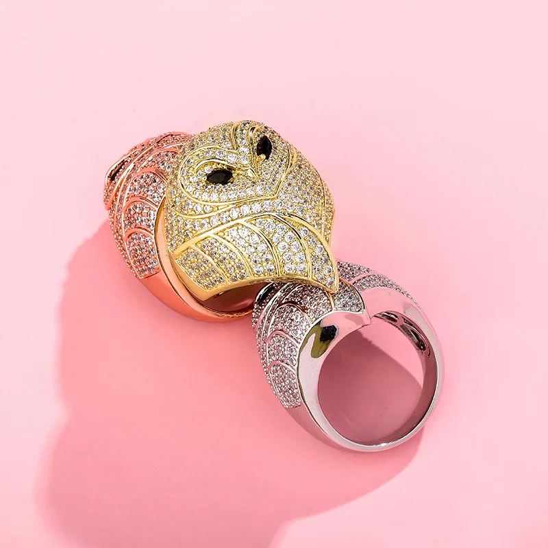 Hip Hop Claw Setting AAA CZ Stone Bling Ice Out Owl Finger Rings Women Men Unisex Fashion Jewelry Gift Drop Shipping