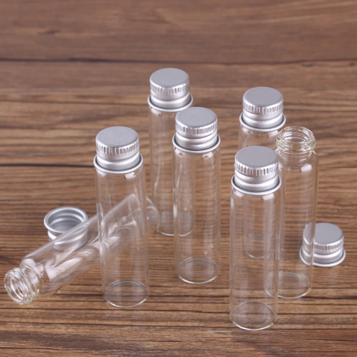 Garrafas de vidro transparentes do diâmetro 16mm de 10 pces com vidro dos tampões de alumínio que desejam garrafas 2ml 4ml 6ml mini frascos de vidro