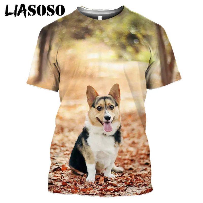 Pet Cute Welsh Corgi 3D Print Pembroke Dog Baby Puppy Tshirt Summer Women Men T-shirt Hip Hop Pullover Short Sleeve