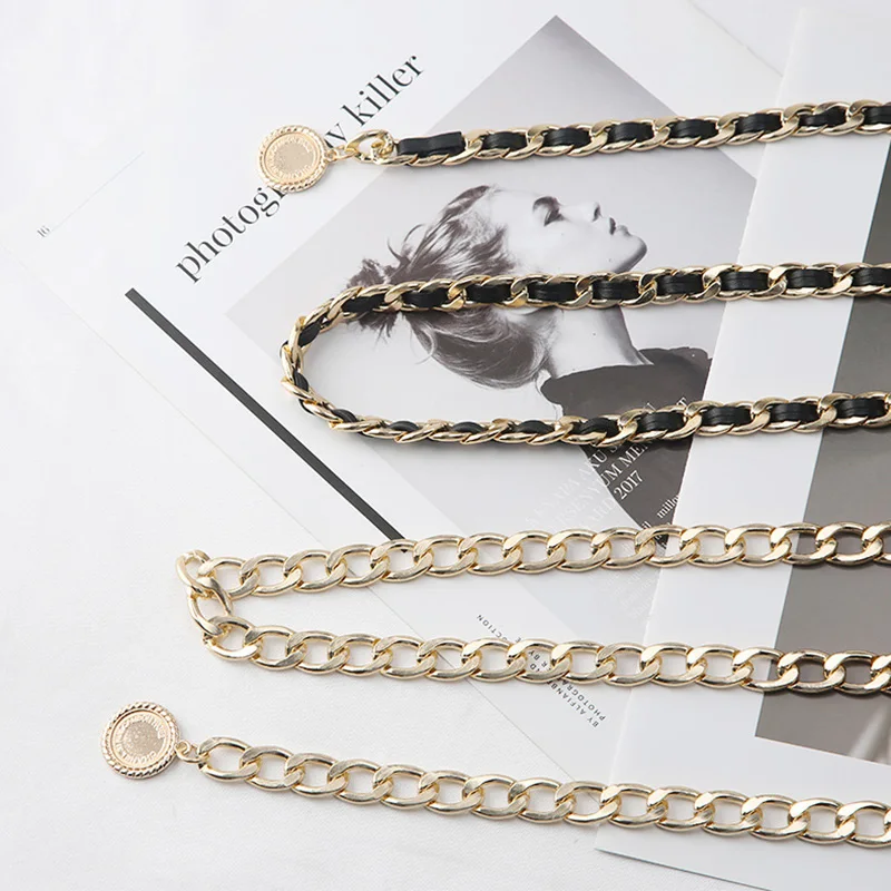 Retro Metal Chain Belt For Women Gold Waist Chain Dress Jeans Cool Girls Lady Decorative Waistband Accessories Fashion