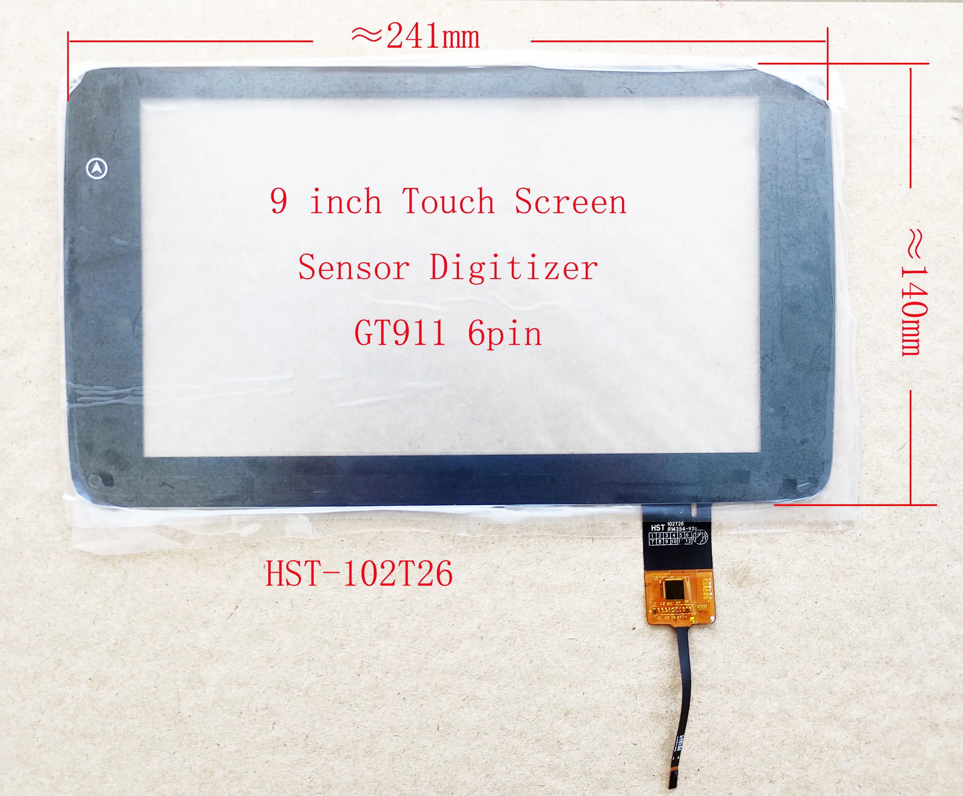 

9 inch Rear seat entertainment Benz Capacitive Touch Screen Sensor Digitizer 241*140mm 6pin GT911 HST-102T26 HST-CGG9.0 BT-2-H