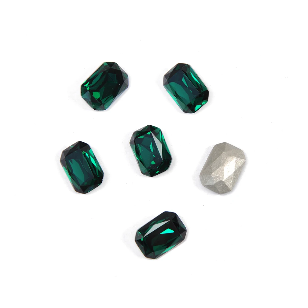 CTPA3bl 4627 K9 Glitter Glass Rhinestones Emerald  Color Octagon Shape PointBack Stone 3D Jewelry Making Beads DIY Nail Art Gems