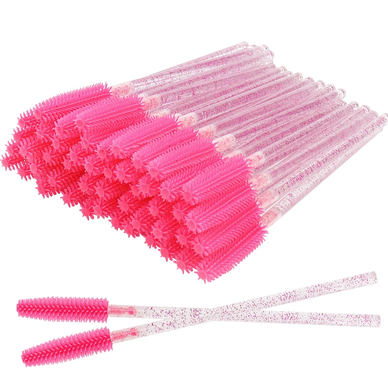 50 Stück Silikon Kristall Mascara Wands Applikator Einweg Diamant Wimpern Pinsel Kamm für Frauen Schönheit Make-up Pinsel Werkzeuge