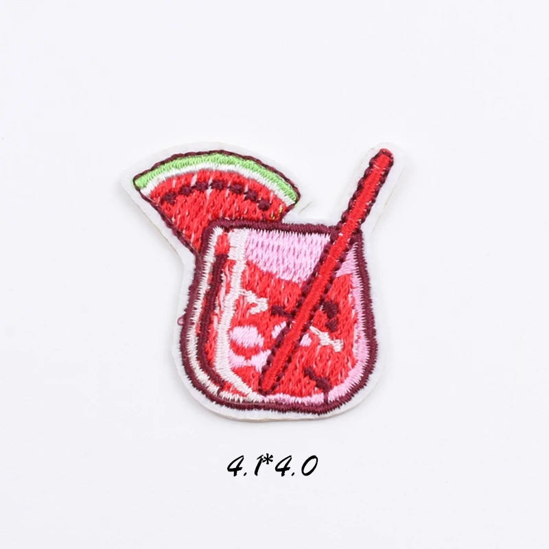 10pcs Cartoon Watermelon Patches Embroidered Cute Drinks Stickers DIY Garments Shirts Pants Backpack Badge Sewing Appliques