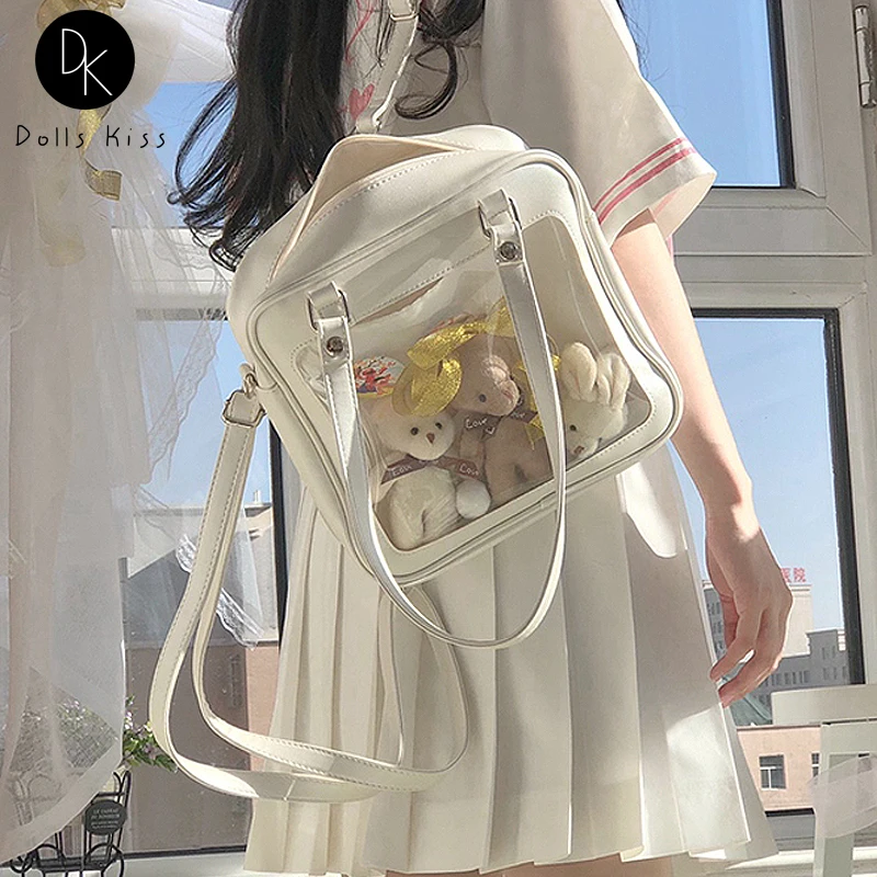 Japanses Itabag kwadratowy plecak 3 sposoby kobiety PU skórzany tył paczka kobieta Kawaii szkolne torby dziewczyny śliczne jasne Ita torba