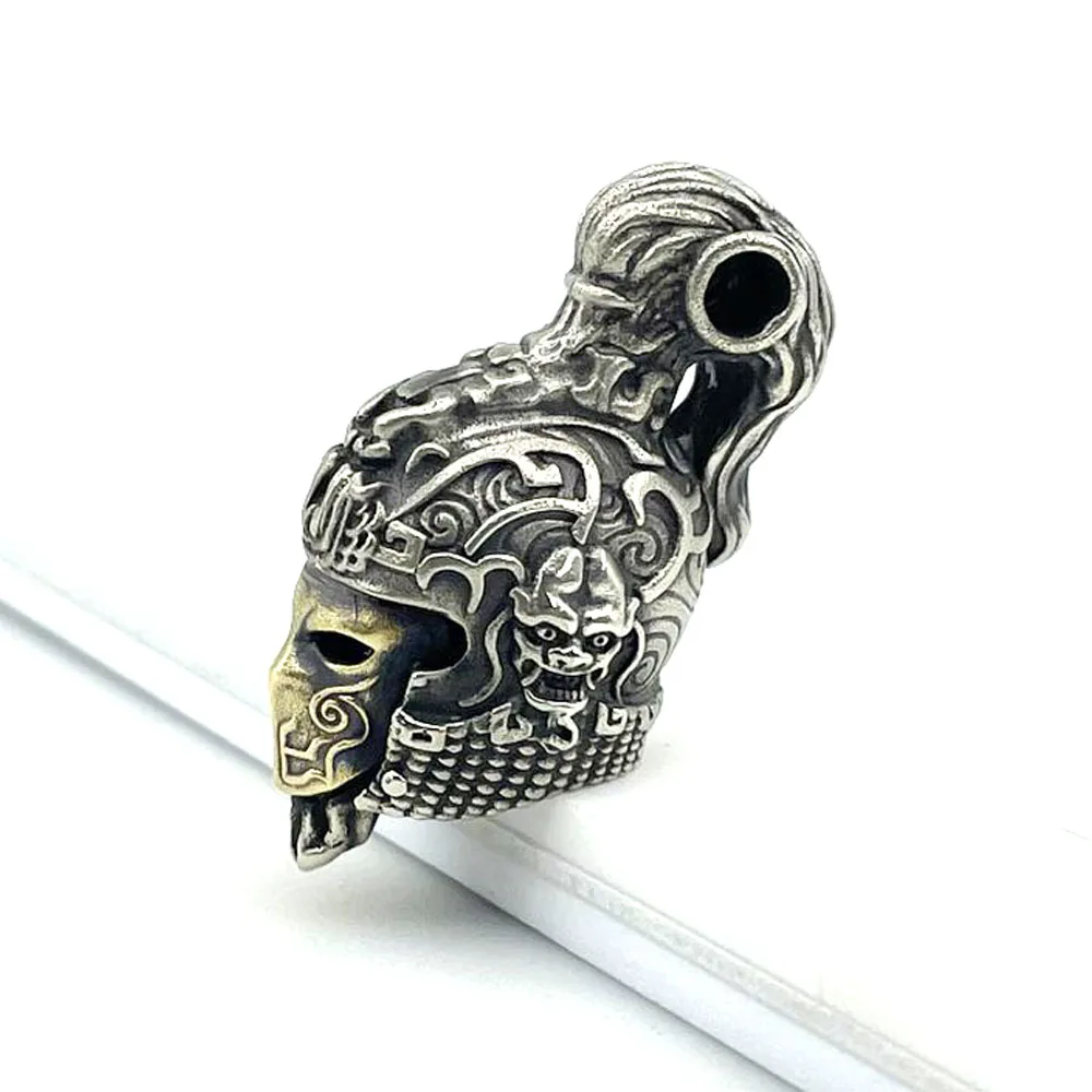 

DIY Knife Beads Tools EDC Jewelry Pendant White Brass Roman Knight Helmet Skull Keychain Accessories