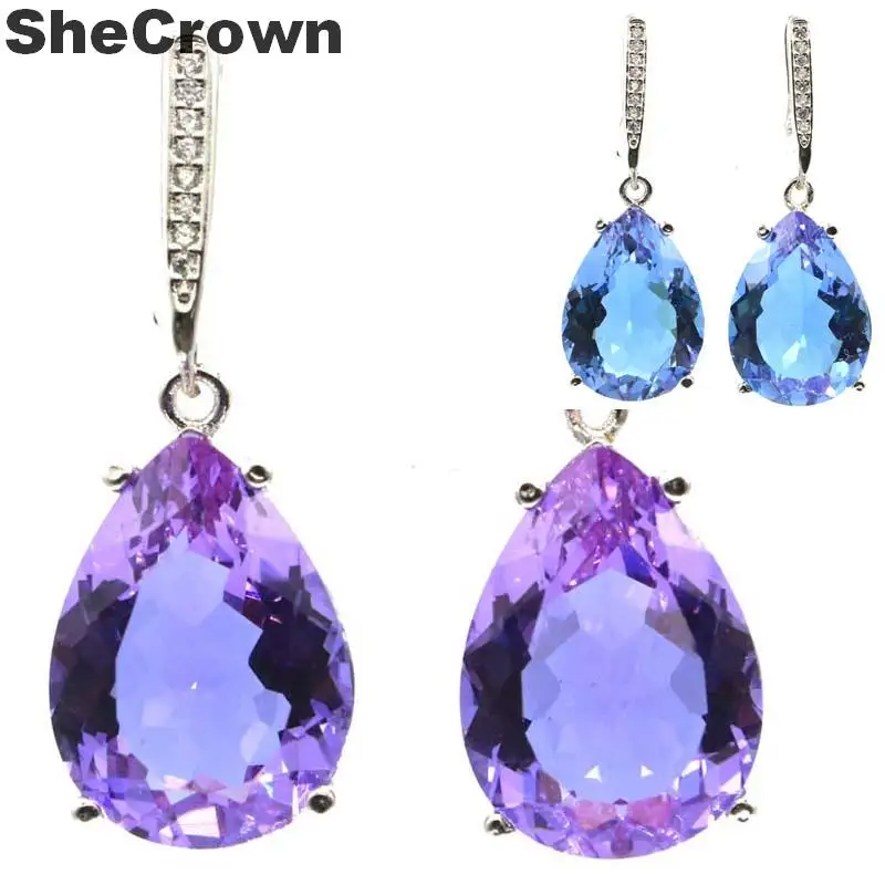 Buy 4 Get 1 Free Color Changing Alexandrite Topaz 18x13mm Silver Earrings for Women Pendant