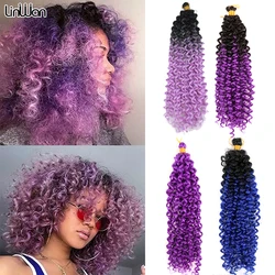 Extensiones de Cabello sintético para mujer, extensiones de cabello Afro rizado de 14 pulgadas, trenzas de ganchillo, mechones de pelo degradado trenzado, color gris, rosa, rubio y verde