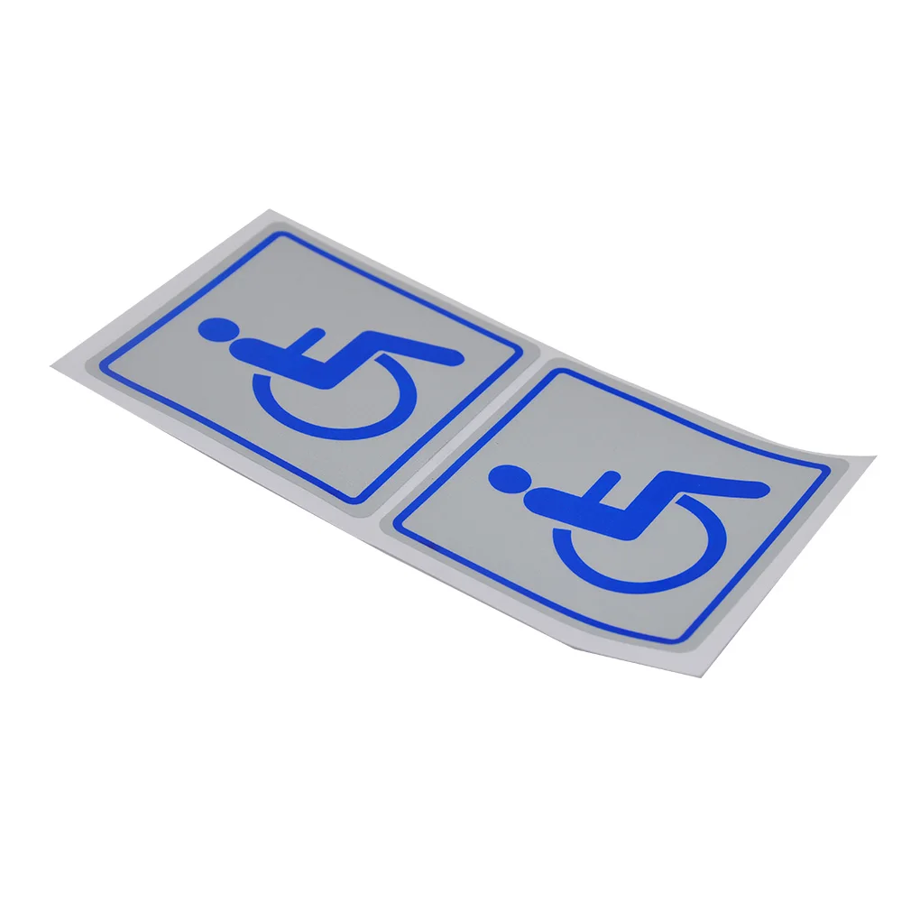 1 Pair 100 x 100mm Car Window Bumper Disabled Badge Sticker Decal Double-sided Adhesive Auto Paste