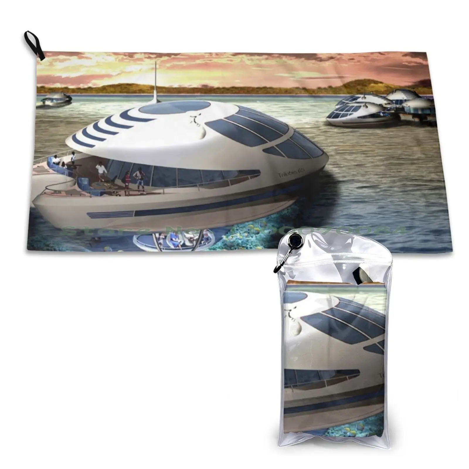 Prefab House-Trilobis 65-Semisubgeneration-Floating / Contemporary / Steel , Boat , Ship Quick Dry Towel Gym Sports Bath