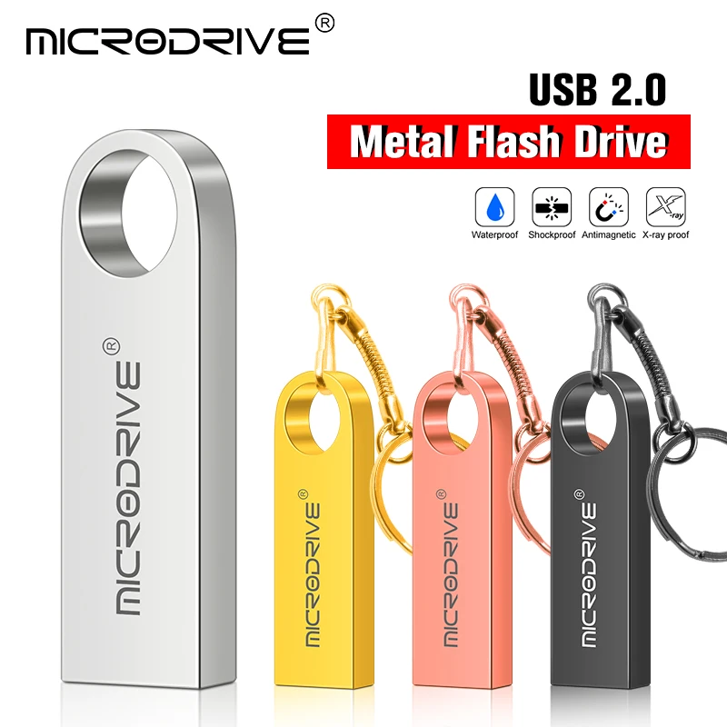 Metal USB Flash Drive 4GB 32GB 64GB 128GB Key chain Pen Drive USB Flash can do Customized Logo USB Stick Real capacity Pen drive