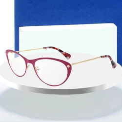 Women Cat Eye Stainless Steel High Quality Woman Eyeglasses Optical Fashion Female Eyewear Prescription Glasses Frame Spectacles