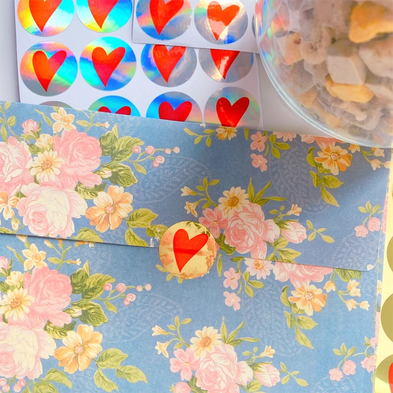 160 Stück/Los Runde Herz-Geschenk-Siegel-Etiketten, selbstklebende Kraftpapier-Siegel-Aufkleber für Backwaren, lustige DIY-Arbeiten – Detail 10