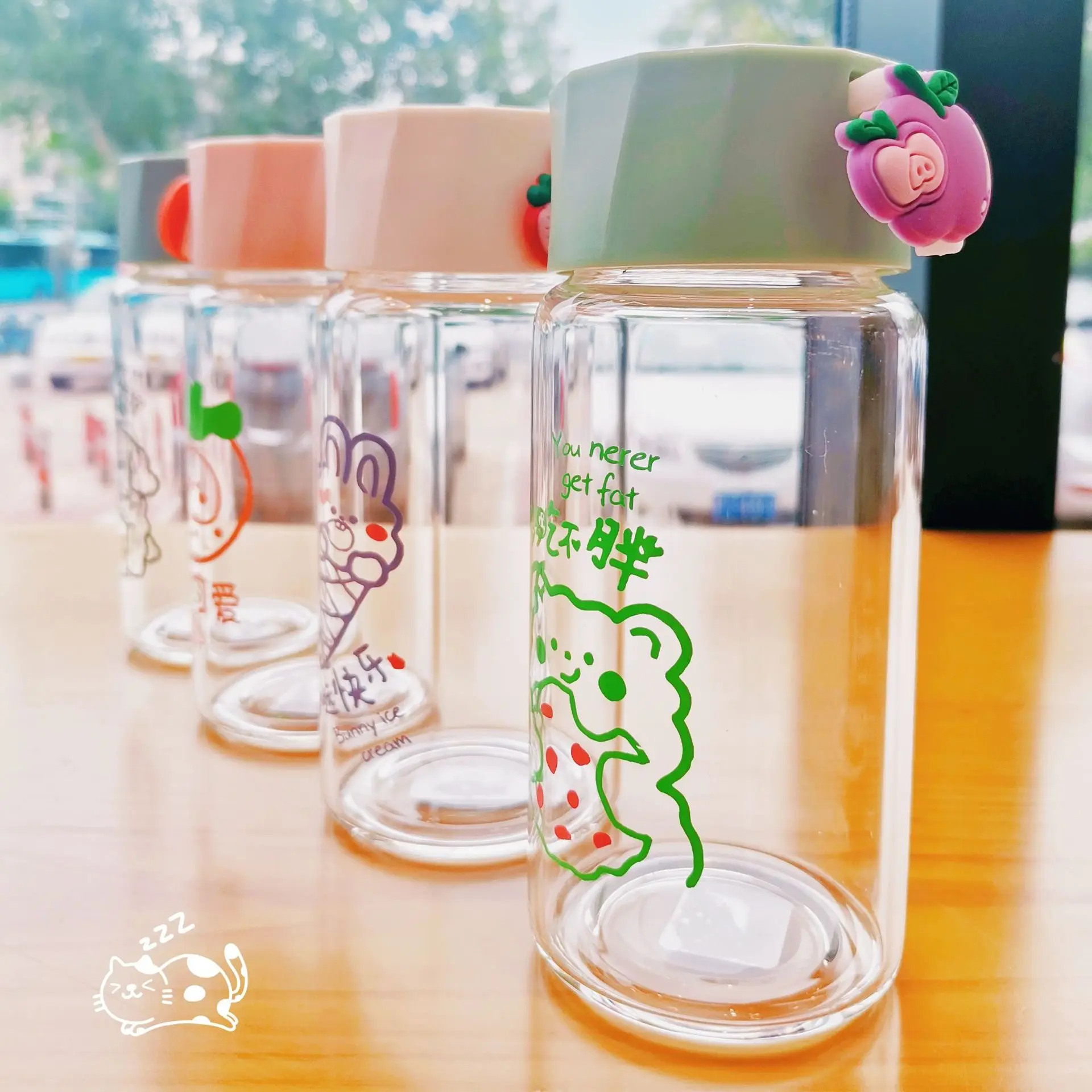 Fashion Simple Round Rope Fruit Aurora Cup Cover Glass Water Mug Cartoon High Borosilicate Glass Water Cup Gift