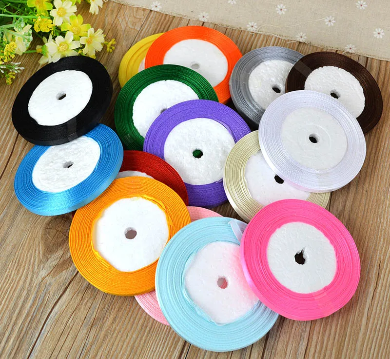 25Yards/Roll 6mm Silk Satin Ribbons For Crafts Bow Handmade Gift Party Wedding Decorative Wrapping Scrapbooking Riband Sew Craft